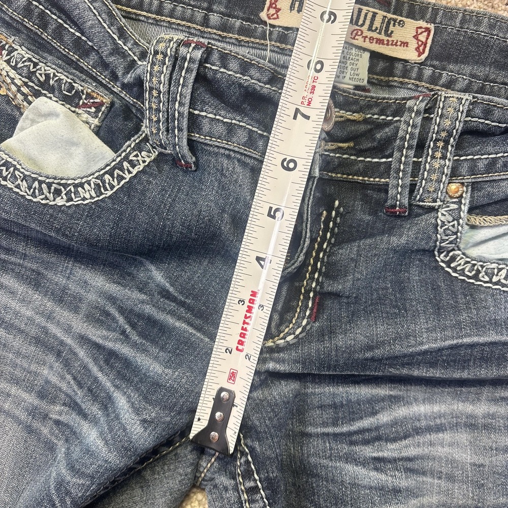Hydraulic Jeans Women's 11/12 32x32 Blue Bootcut Rhinestone Embroidered Denim - Picture 6 of 12